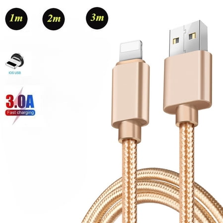 Durable Nylon Braided Fast Charging Cable – Compatible with IPhone/iPad/iPod