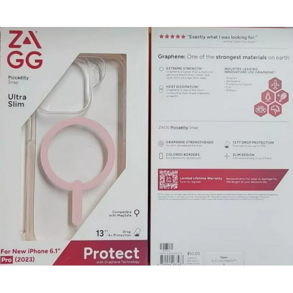 ZAGG Picadilly Snap Case For iPhone 15 Pro, Clear & Pink