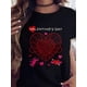 thumbnail image 1 of Camiseta estampada de algodón con cuello redondo y temática de San Valentín, ideal para el tiempo libre., 1 of 5