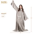 thumbnail image 5 of Tirrinia Sherpa Wearable Blanket Ultra Soft Comfy Warm Plush Full Body Throw with Sleeves, Reading Wrap TV Blankets Robe Cover for Adult Grandma Women and Men, Camel, 5 of 7