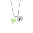 thumbnail image 2 of Delight Jewelry Acrylic Small Lime Green Skull Silvertone Script Initial Disc - G - Charm Necklace, 20"+3", 2 of 4