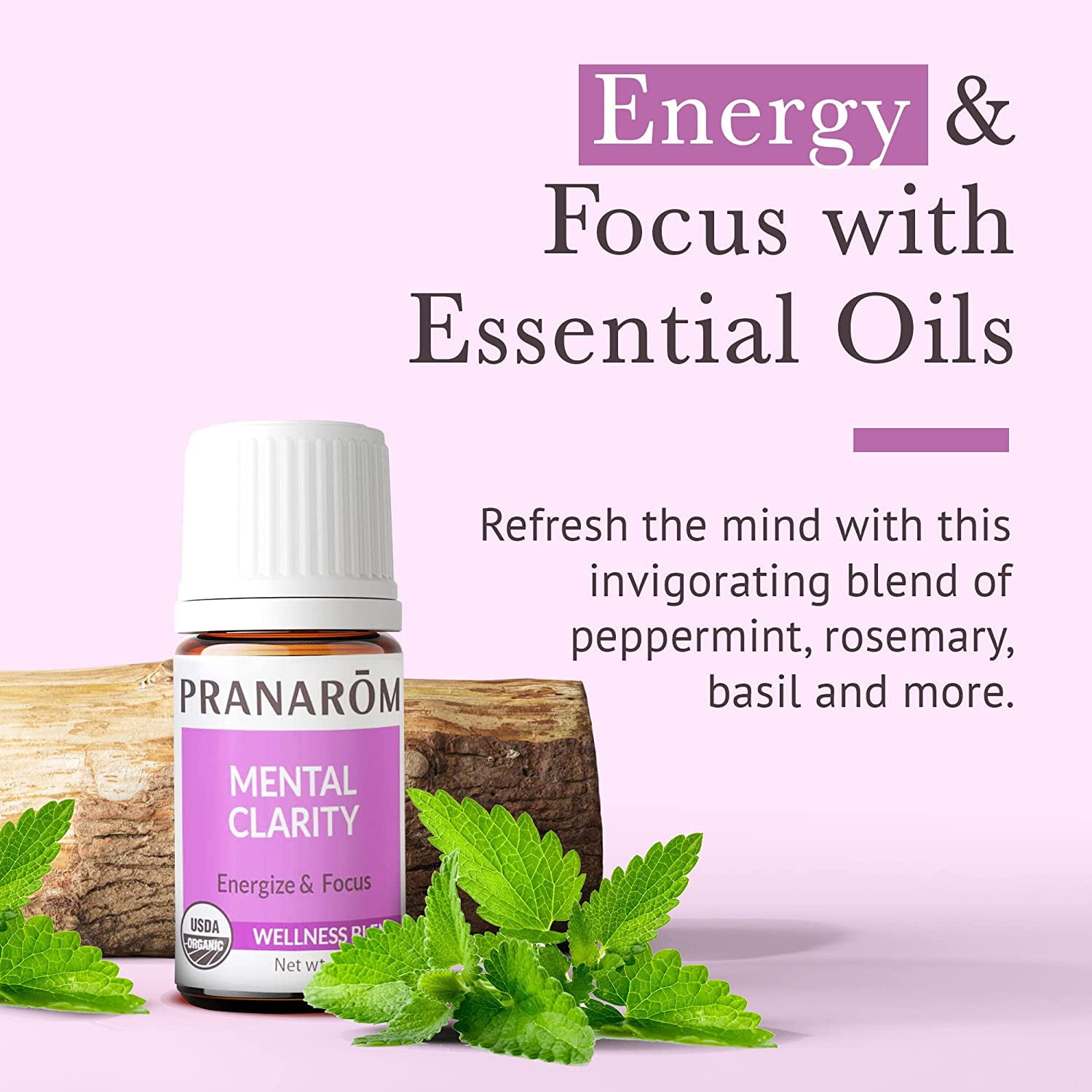 Pranarom - Mental Clarity Essential Oil Blend (15ml) - Peppermint, Lemon, Grapefruit, & Lavender - 100% Pure Essential Oil for Diffusing, Relaxation, and Focus | USDA and ECOCERT Certified Organic
