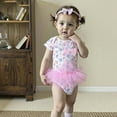 thumbnail image 2 of Tisuna Romper Dress For Newborn Girls Butterfly Print Short Sleeve Crew Neck Jumpsuit Causal Cute Baby Girls Summer Bodysuit Clothes Size 3-6 Months, 2 of 9