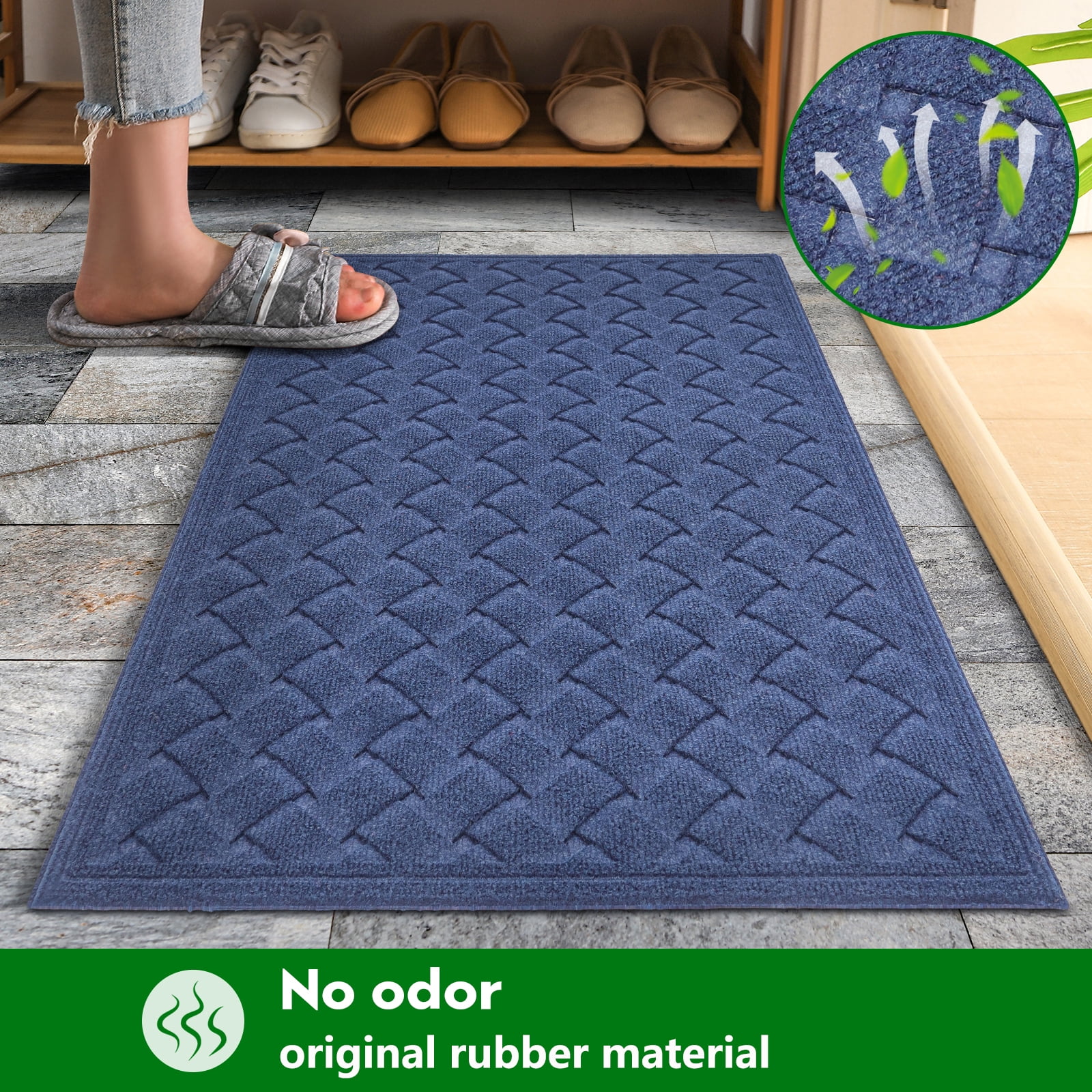 Heeneeso BZ54 Outdoor Rug Checkered Door Mat, Machine Washable Doormat Indoor Absorbent