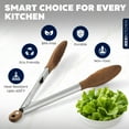 thumbnail image 7 of JEEXI Wood Kitchen Tongs Set – Stainless Steel with Acacia Wood Tips, 2-Pack (9” & 12”) – Heat Resistant up to 600°F, Non-Scratch, Locking BBQ & Cooking Tongs for Nonstick Cookware, 7 of 7