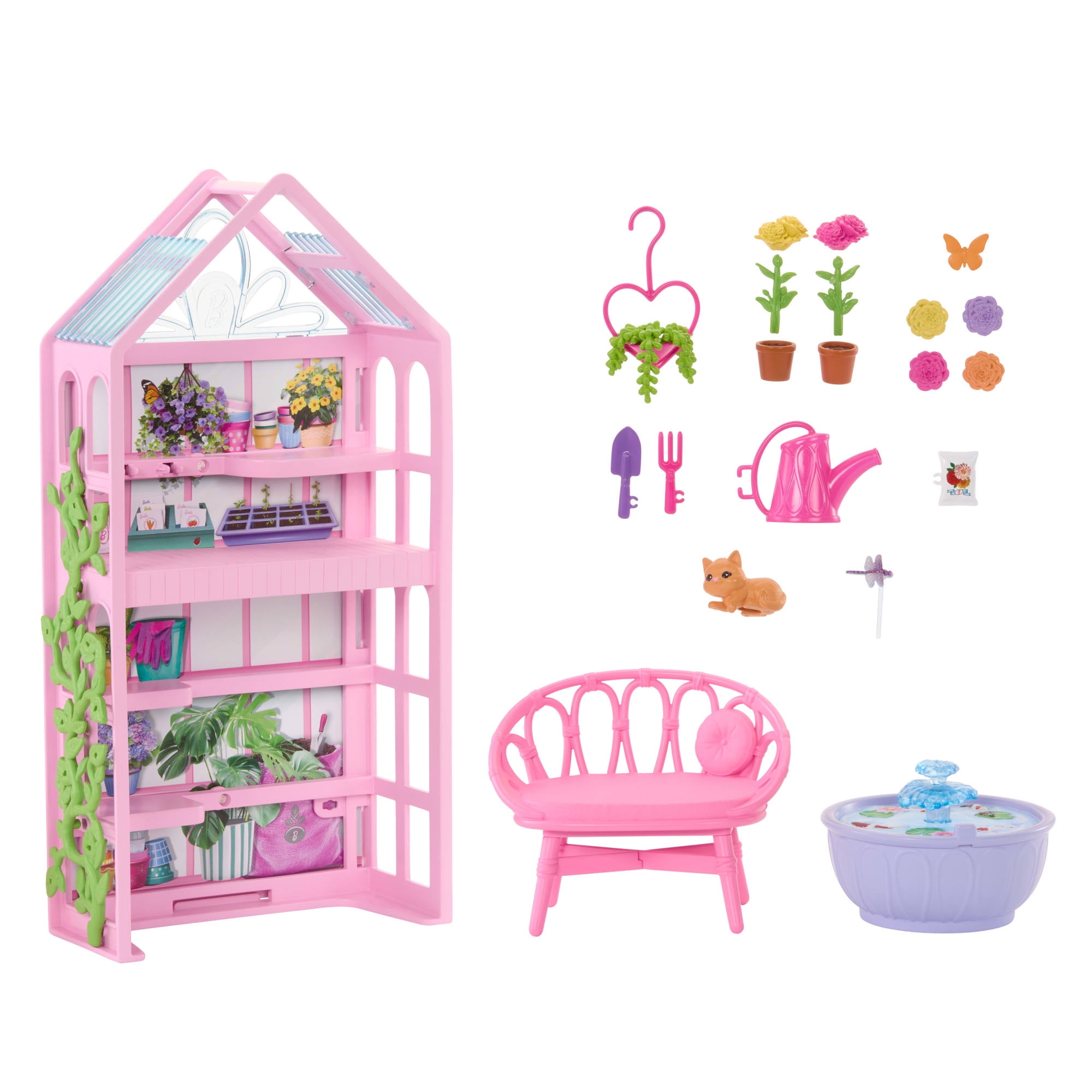 Barbie Backyard Garden Playset with 17 Accessories, Shelf