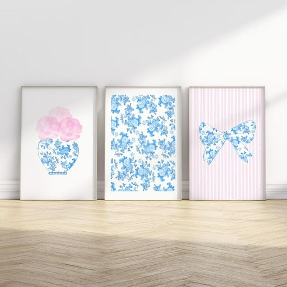 Coquette Wall Decor Pink Bow Wall Art Girl Room Canvas Posters Preppy Aesthetic Wall Decor Pictures Trendy Pink Wall Art Coquette Cherry Print for Girly Room Bedroom 12x16 Inch Und Set of 3