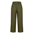 thumbnail image 5 of VEKDONE Summer Linen Straight Trousers for Women High Elastic Waist Ankle Pants Loose Fit Plus Size Lounge Pant with Pockets Solid Color Lightweight Long Pants ZB Army Green 3X-Large, 5 of 7