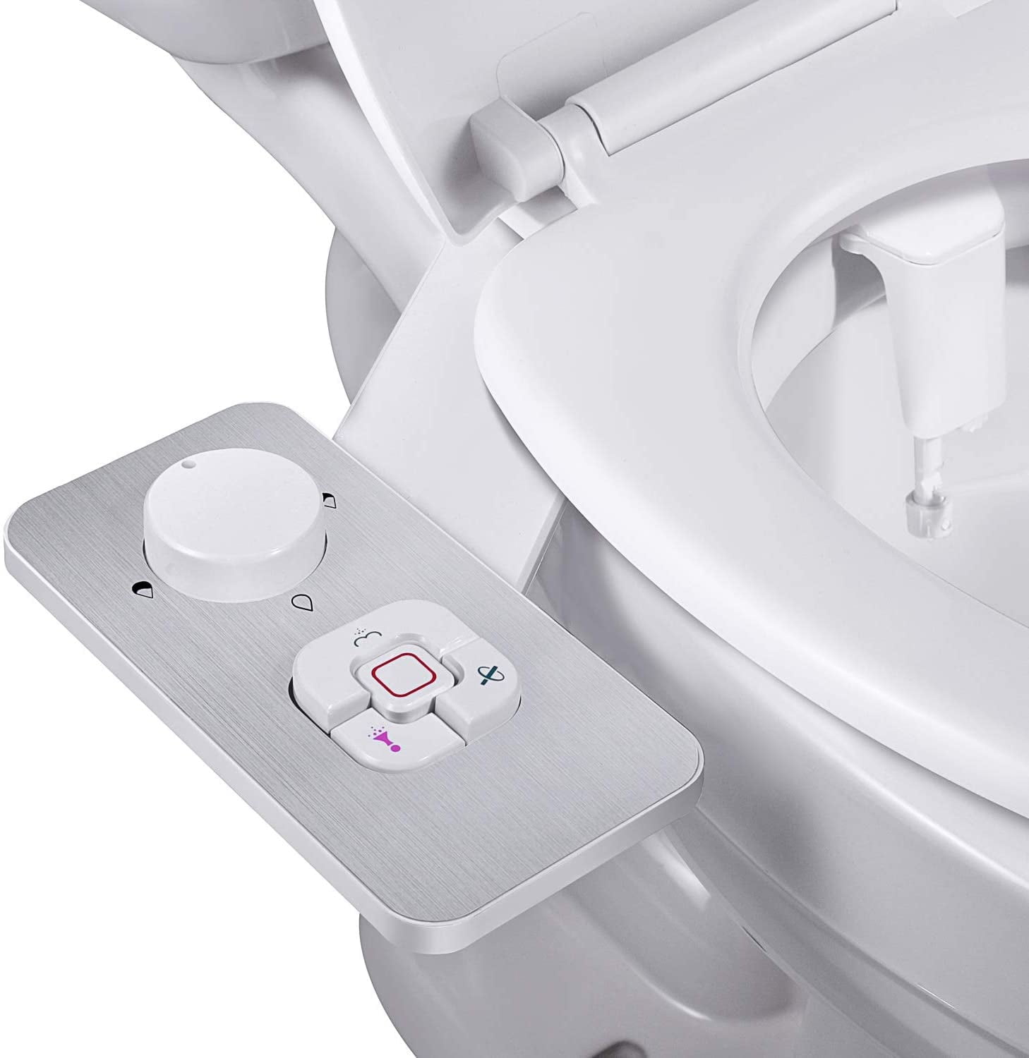 Water Spray Dual Nozzle Non-Electric Bidet Toilet Seat Attachment Self-Cleaning 