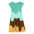thumbnail image 6 of Gunia Hawaiian Dresses For Girls Sleeveless Casual Party Wear Ice Cream Print Tiered With Flutter Sleeves Kids Comfortable Elastic Waist Sundress For Holiday Beach Green 6-15 Years, 6 of 6
