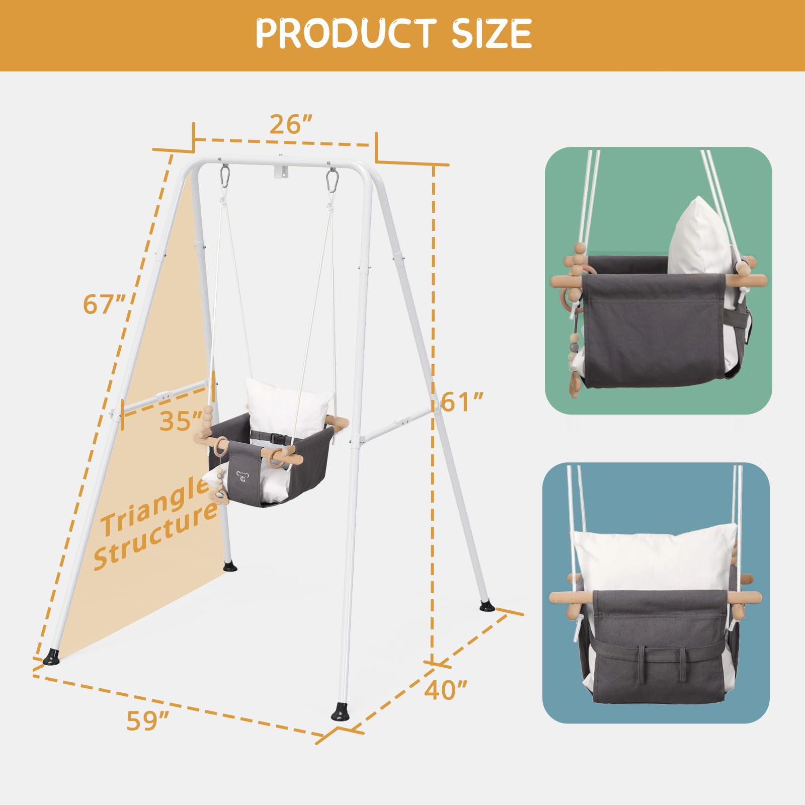 G TALECO GEAR 2 in 1 Baby Swing Outdoor, Baby Jumpers and Bouncers, Indoor Toddler Swing for Baby up to 3 Year, White
