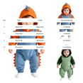 thumbnail image 3 of Ruyang Baby Hooded Long Sleeve Jumpsuit Infant Dinosaur Button Onesie Cute Soft Fall Winter Crawling Suit Home Wear, 3 of 4