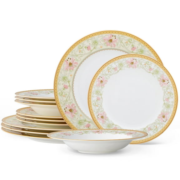 Noritake Blooming Splendor 12-Piece Dinnerware Set, Service for 4