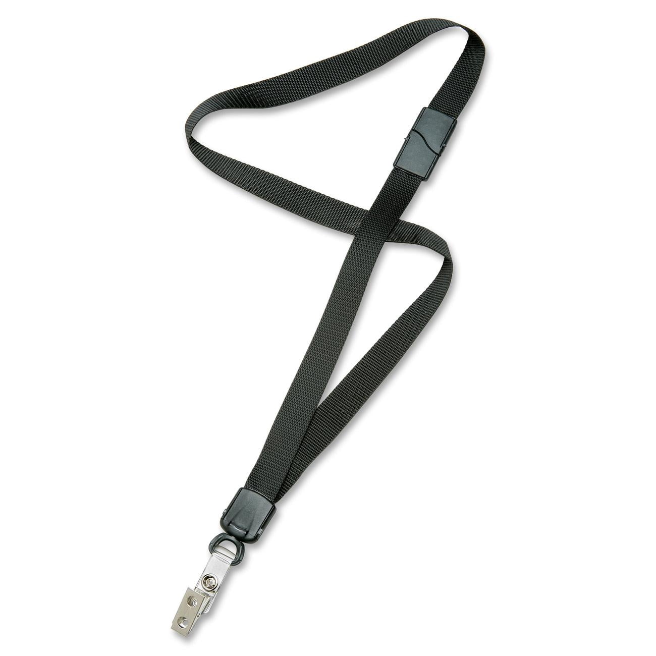 SKILCRAFT NSN6130200, Bulldog Clip Deluxe Neck Lanyard, 12 Per Dozen, Black