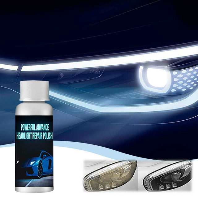 Kit de restauración de faros de coche | Líquido reparador de faros y restaurador de barniz transparente | Botella de 50 ml con esponja para limpiar y pulir faros tú mismo