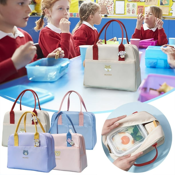 Xihbxyly Bolsa de Almuerzo Tipo Lonchera, Bolsa Aislante con Papel de Aluminio, Diseño de Bolsillo Frontal, Cierre de Cremallera, Ideal para El Trabajo, La Escuela, Viajes, Uso Multifuncional, Tamaño