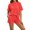 Red, variant on MLCDZ 2 Piece Sets for Women Matching Lounge Sets Summer Outfits Casual Loungewear Ribbed Loose Set Short Sleeve Crew Neck Top and Shorts with Pockets