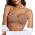 thumbnail image 1 of Bralettes Bra OEAK para mujer, sin costuras, cuello en V, color café XL, 1 of 8