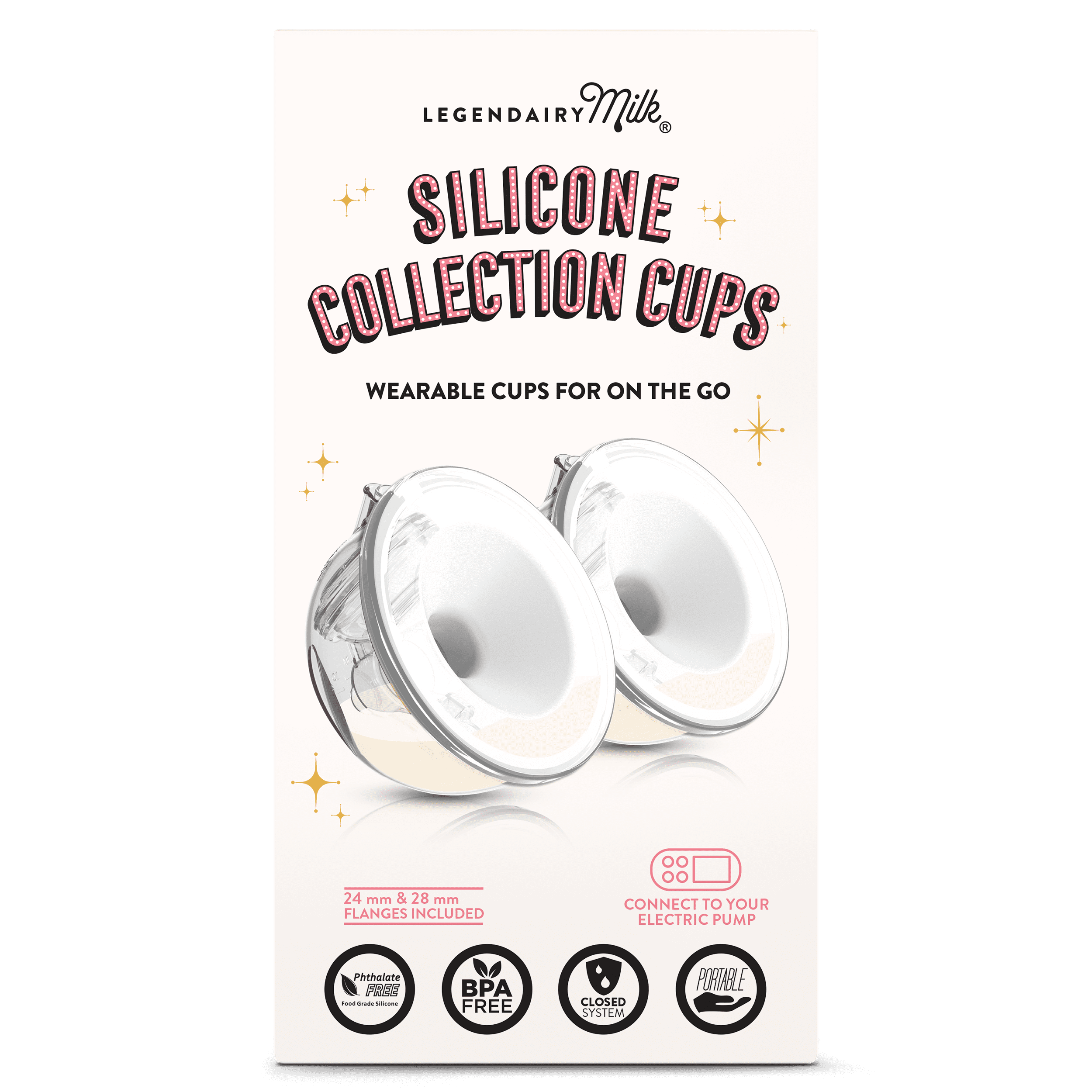 Legendairy Milk Silicone Breast Shield Collection Cup Set, Includes 24mm and 28mm, 2 Count