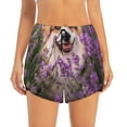 thumbnail image 2 of Picia Dog in Lavender Flowers Pattern Women's 2 in 1 Athletic Running Shorts High Waisted Workout Casual Gym Sweat Shorts with Comfy Liner Zipper Pockets-X-Large, 2 of 9