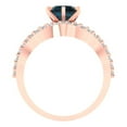 thumbnail image 4 of Clara Pucci 14K Rose Gold 1.57 Natural London Blue Topaz Engraveable Engagement Ring + Wedding Band Set, 4 of 7
