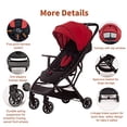 thumbnail image 5 of Lightweight Travel Stroller - Compact Umbrella Stroller for Airplane, One-Hand Folding Baby Stroller, Newborn Infant Stroller w/Adjustable Backrest/Footrest/Canopy/T-Shaped Bumper (red), 5 of 5