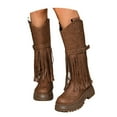 thumbnail image 3 of Fashion Knee High Boots with Fringe Detail Platform Sole Comfortable Side Zipper for Autumn and Winter Footwear, 3 of 9