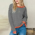 thumbnail image 2 of Zoeecloth Striped T Shirts Sweaters for Women Crewneck Long Sleeve Knit Tops Spring Summer Pullover Sweater Jumper S-XXL, 2 of 8