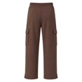 thumbnail image 6 of Gtoiithly Mens Solid Cargo Jogger Pants, Elastic Drawstring Waist Loose Wide Leg Sweatpants, Multi Pocket Casual Street Fashion Long Trousers Brown M, 6 of 8