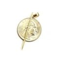 thumbnail image 4 of 14k yellow Gold solid 3D Toothpick Pendant charm Unisex gift fine jewelry 1.1g, 4 of 12
