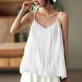 thumbnail image 4 of ZyeKqe Cotton Linen Camisole Tops for Women Spaghetti Strap Tank Tops V Neck Sleeveless Pleated Shirts, 4 of 5