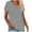 Gray, variant on yillto Womens Cotton Shirts Basic V Neck Short Sleeve Loose Tee Summer Solid Color Casual Tshirts