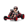 thumbnail image 1 of Go Kart eléctrico 24V para niños 8-12 años - Motores dobles 300W - Batería 9Ah - Velocidad máxima 13km/h - Arranque suave - Música y bocina - Carga máx. 70kg - Drift y carreras - Rojo, 1 of 7
