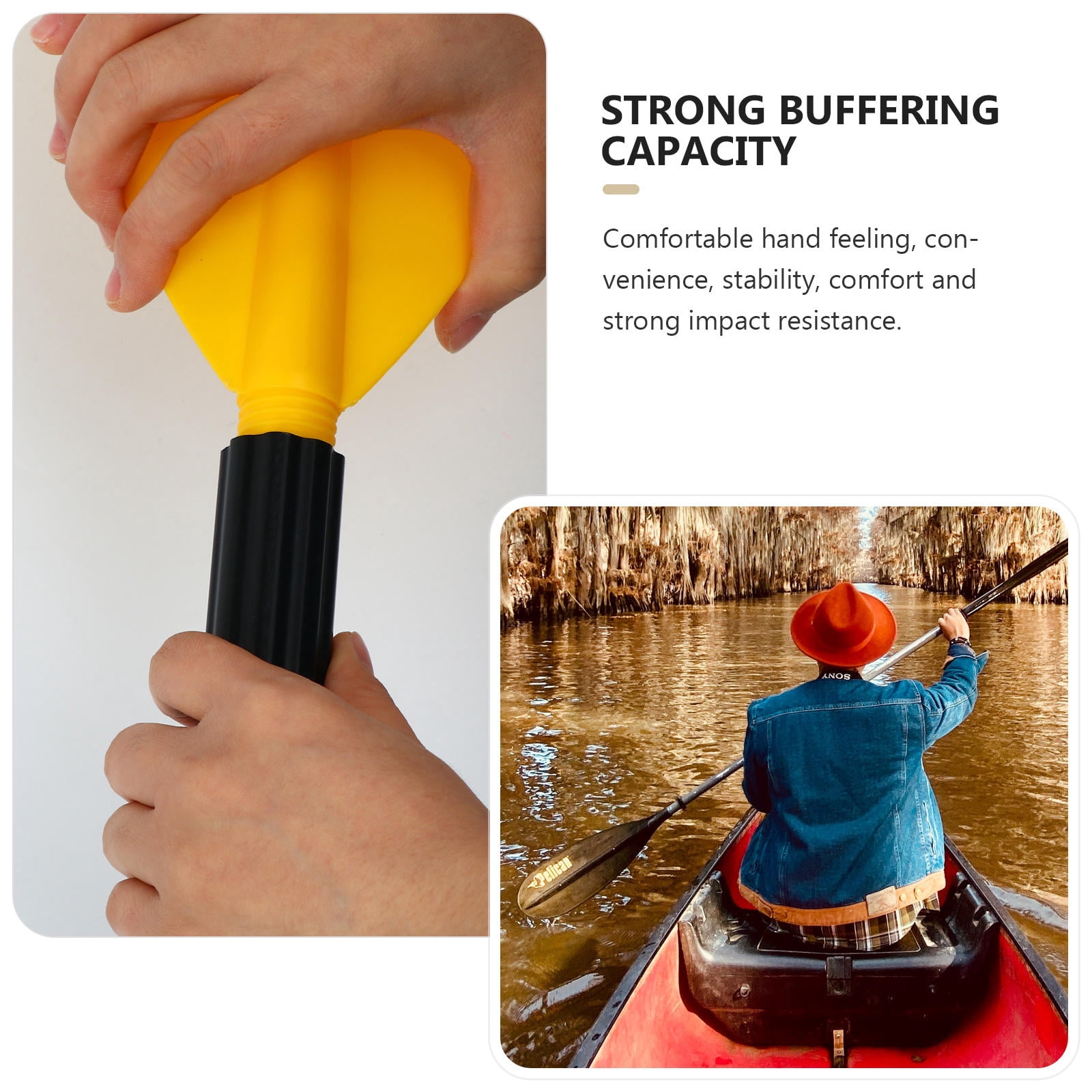 WEUVEB 1 Pair Black French Style Boat Paddles Detachable Plastic Kayak Canoe Rowing Accessories Set