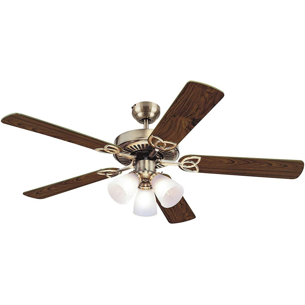 Westinghouse Lighting 7804265 Downrod Mount, 5 White Blades Ceiling fan with 60 watts light
