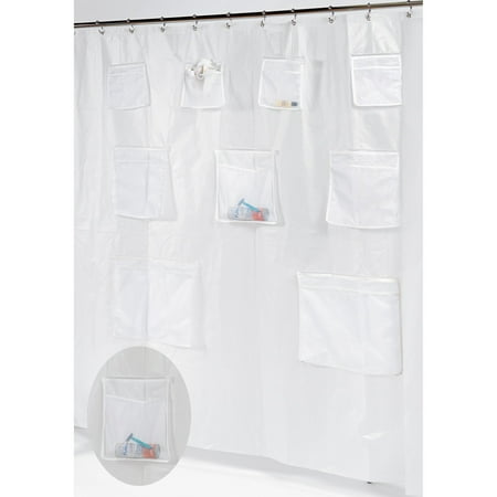 Pockets" PEVA Shower Curtain in Frosty Clear