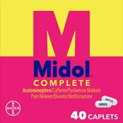 Midol Complete Menstrual Pain Relief Caplets with Acetaminophen, 40 Count