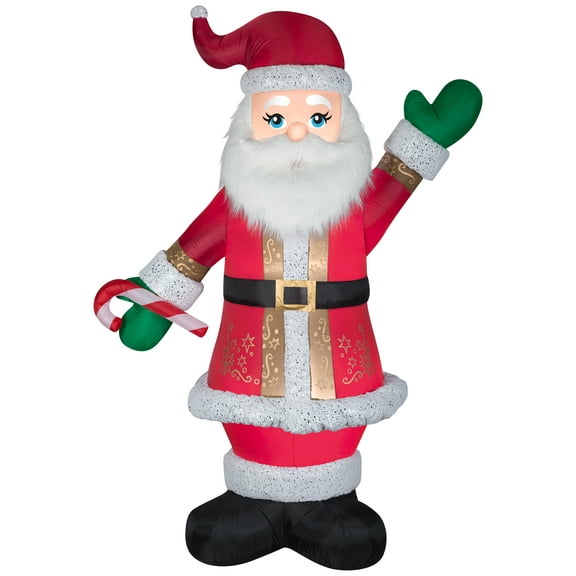 Gemmy  Christmas Airblown Inflatable Mixed Media Luxe Santa w/Candy Cane, 8 ft Tall, Multicolored