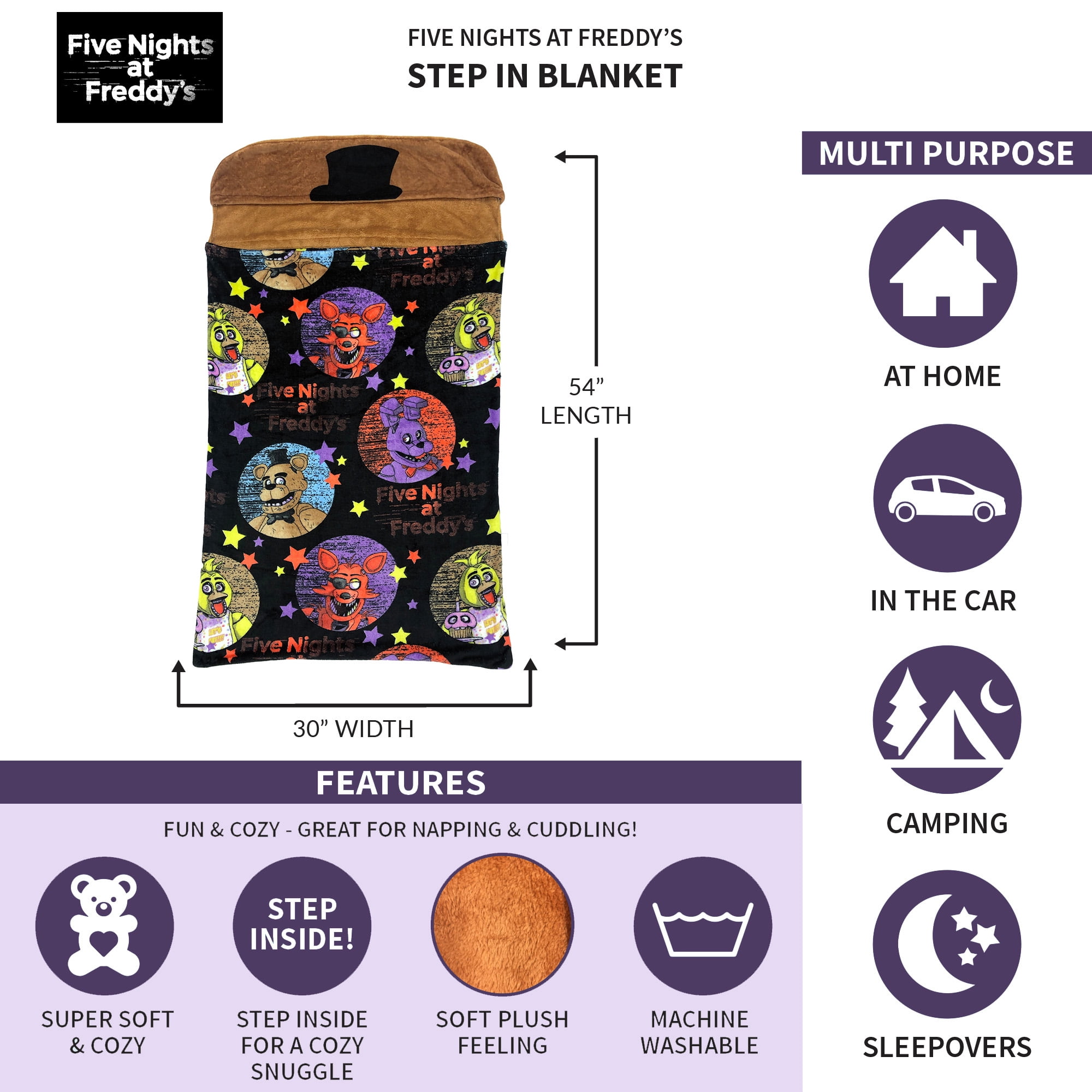 Five Nights at Freddy's Kids Step-In Blanket, 30 x 54, Starry Fright