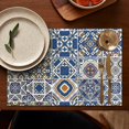 thumbnail image 5 of Blue Ethnic Geometric Patchwork Pattern Summer Placemats Table Placemats Set Of 4-Linen Kitchen Washable Placemats Table Mats 11.8"x17.7" Non-Slip Heat Resistant, 5 of 6