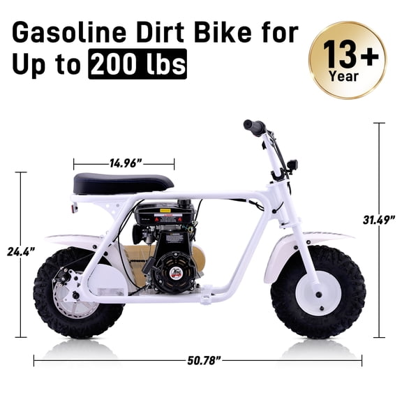 Mini Bike 4-Stroke Gas Prowered Off Road Trail Bike Dirt Mini Motorcycle Ride on 99cc,Mini Dirt Bike Max Speed 18 MPH for 13 ,