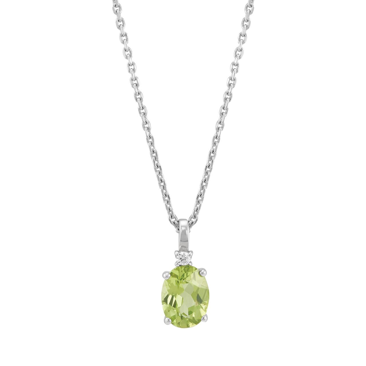Brilliance Fine Jewelry Peridot and White Cubic Zircoina Pendant Necklace and Studs Set in Sterling Silver