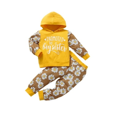 Otqutp Baby Warm Blouse Toddler Girls Boys Letter Hooded Sweatshirt+Floral Pants Outfits Set Pullover Hoodie Pullover Shirt Fall Clothes(Brown,2-3 Years)