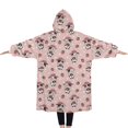 thumbnail image 2 of Oversized Wearable Blanket Hoodie,Pink Cow Strawberry Hat Pattern Sherpa Blanket Hoodie with Super Pockets,Super Warm Fuzzy Pullover for Women & Men, 2 of 6