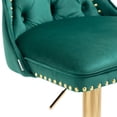 thumbnail image 6 of Counter Height Bar Stools Set of 2, Height Adjustable Upholstered Dining Accent Chairs Bar Chairs with Back & Footrest & Ring Pull, Nailhead Trim Kitchen Island Stools for Dining Room Bar Pub, Emerald, 6 of 7