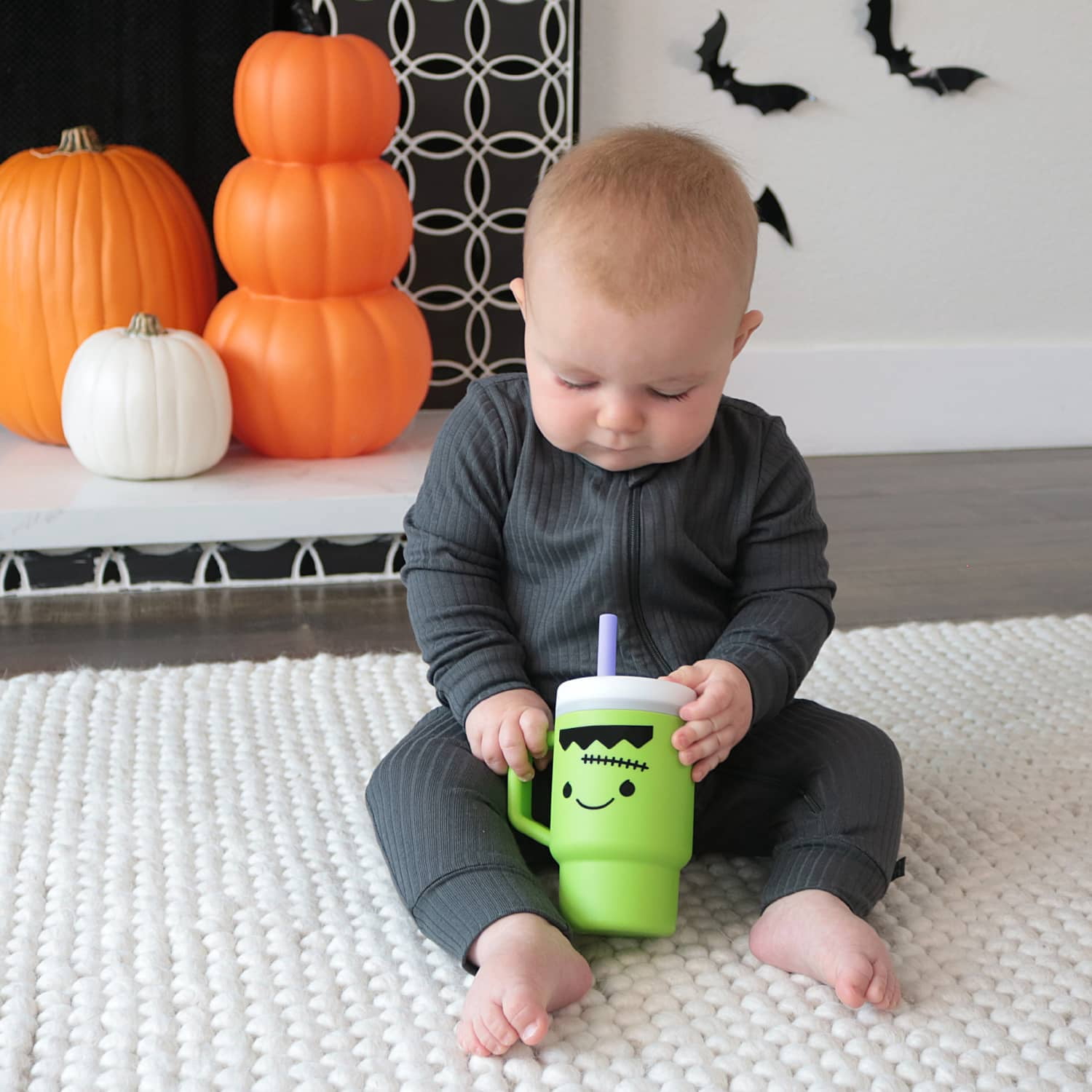 Infantino My 1st Tumbler – Adorable 9oz. Training Cup with Toddler-Friendly Straw and Handle, Frankenstein