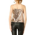 thumbnail image 4 of INSPIRE CHIC Women's Sequin Spaghetti Strap Crop Camisole Tank Tops XS Rose Gold, 4 of 9