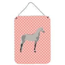 Caroline's Treasures BB7908DS1216 Orlov Trotter Horse Pink Check Wall or Door Hanging Prints, 12x16, multicolor