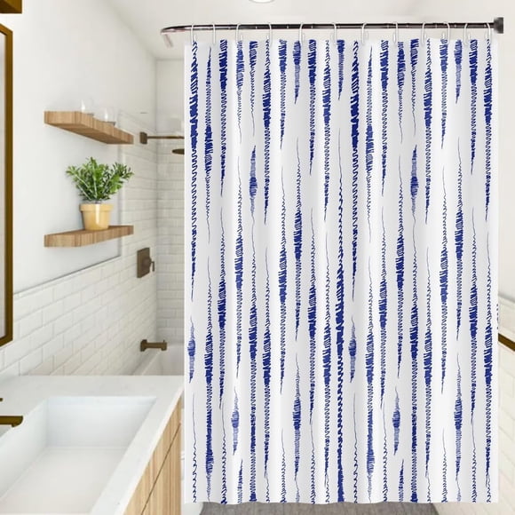 Unique Blue Twine Lines Shower Curtain - Abstract Art Print with Twine Lines Design, Waterproof Fabric, Includes 12 Hooks, Perfect for Modern Artistic Bathrooms, Adds a Touch of Creativity
