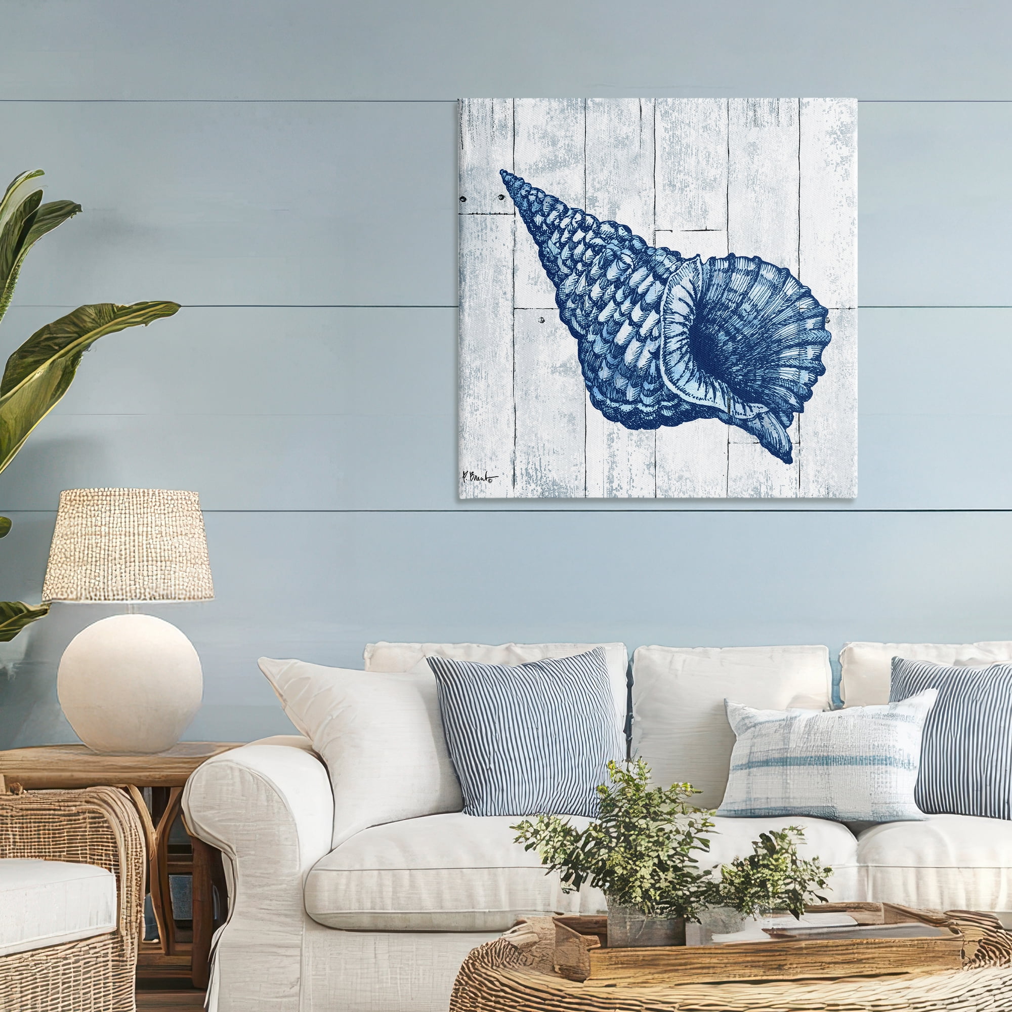 Stupell Industries Coastal Timberland Conch Canvas Wall Art, design by Paul Brent